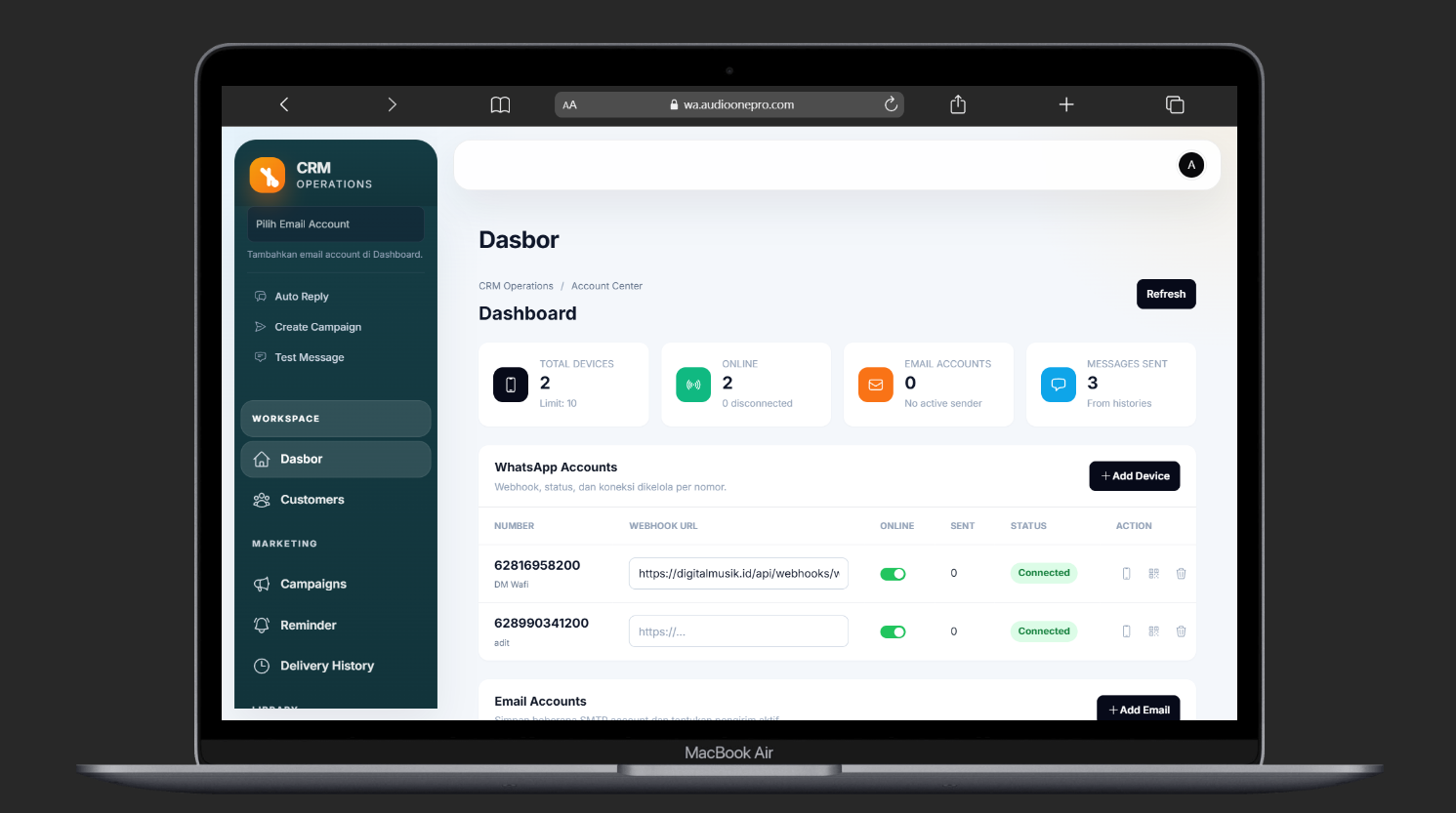 CRM Operations - WhatsApp & Email Campaign Automation